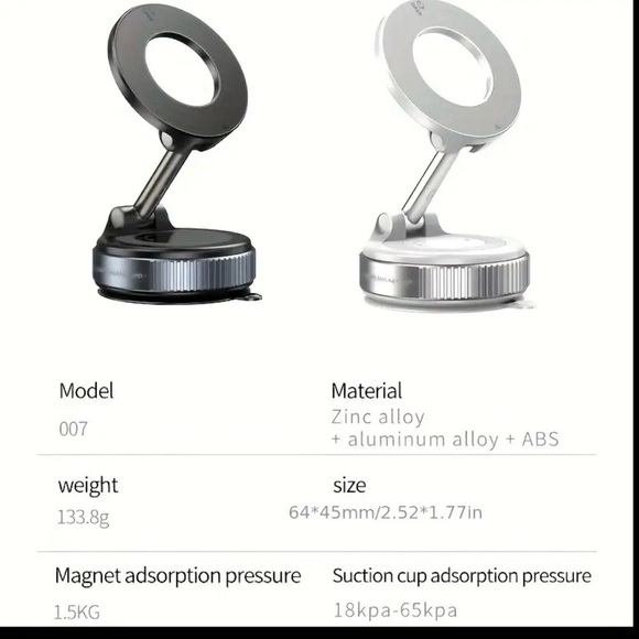 Magnetic Car Phone Mount Holder - Model 007 White Adjustable Stand - Picture 2 of 7